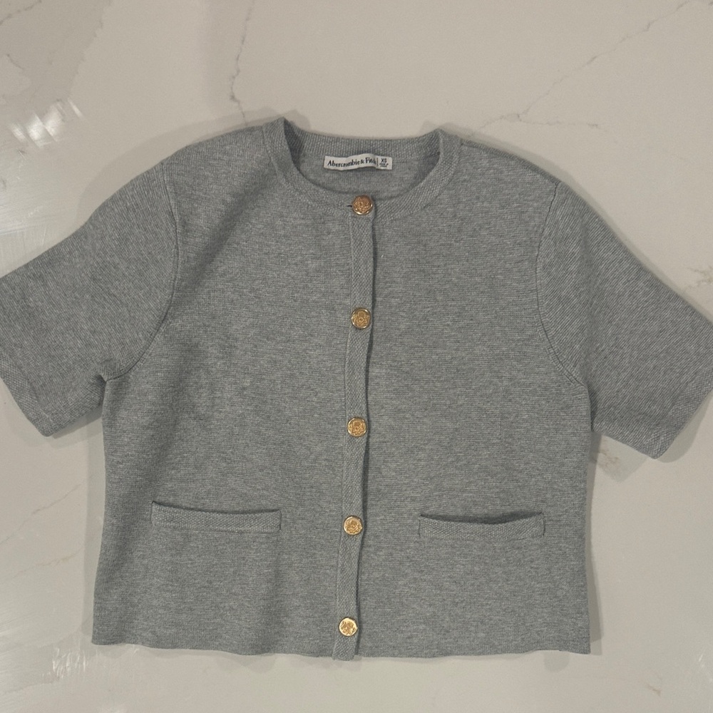 Abercrombie & Fitch Gray Cardigan with Gold Buttons